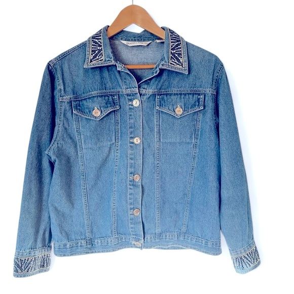 Draper's & Damon's Petite Small Embellished Zebra Vintage Denim Jacket Bling - Picture 4 of 12